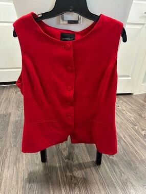 Red Sleeveless Button-Front Vest